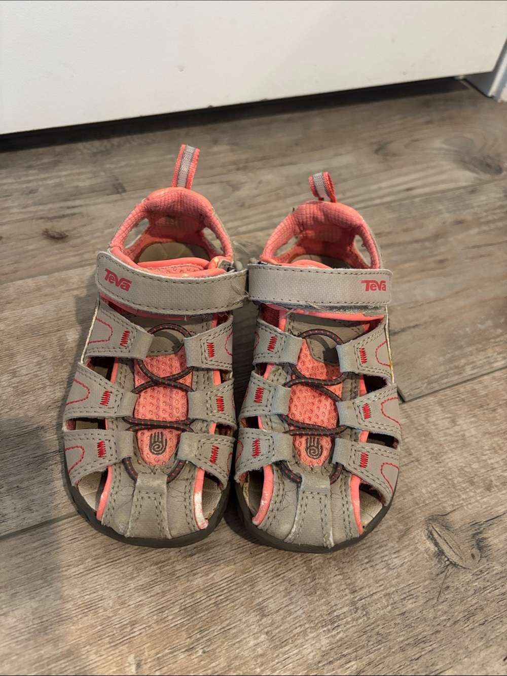 Teva Kids Gray and Coral Sport Sandals Size 10